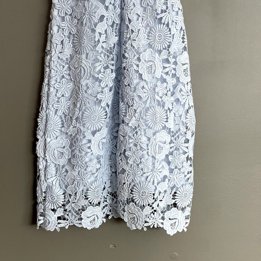 Lulu's Love Poem Light Blue Lace Mini Dress Size Small Halter Crochet Cocktail‎ - Picture 15 of 16